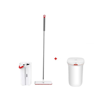 ไม้ถูพื้นพร้อมถังปั่น Flat Mop FM1 + ถังขยะอัจฉริยะ 14 ลิตร รุ่น Smart one - สีขาว