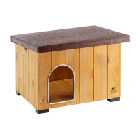Ferplast Dog kennel house BAITA 50 in FSC wood, Insulating plastic feet, Aluminium chew-proof door, Opening roof