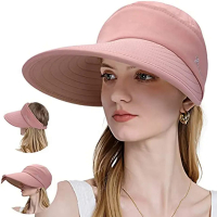 หมวกกันแดดสตรี,2 In 1 Zip-Off UPF 50 UV Protection Wide Brim Beach Sun Visor Hat, Packable Golf Hat
