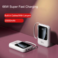 Power Bank 20000mAh PD 66W Fast Charging for Huawei P40 Powerbank with Cable Portable External Battery Charger for iPhone Xiaomi