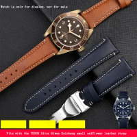 22mm Leather watchband for Tudor Biwan small red flower small black shield Italian leather Men's watch strap accessories