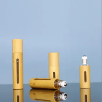 Wholesale 3ml 5ml 10ml Natural Bamboo Wood Roll On Ball Bottle With Window Essential Oil Sub-bottling Perfume Roller Bottle