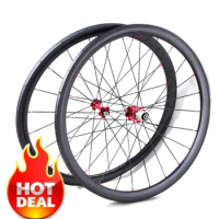 Cycling Carbon Wheels 700C Road Bike Carbon Wheelset Clincher 38mm Depth with 6 Pawls Alloy J-bend Straight Pull Carbon Hubs
