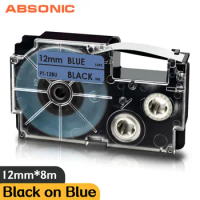 XR-12BU 12mm Label Maker for Casio XR12BU XR 12BU Label Tape Black on Blue Compatible for Casio Labels Printer KL 60 120 100 750