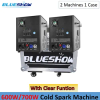 2PCS 700w Cold Spark Machine flightcase Ti Power 600W 750W Cold Firework Machine Fountain Stage Sparkler Machine with Remote