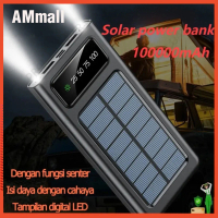 Powerbank PowerCore Power Bank High Quality Solar Cell 100000mAh Tenaga Surya Portable Led Indikator