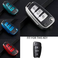 Leather TPU Car Folding Key Cover Case for Audi A3 8L 8P A4 B6 B7 B8 A6 C5 C6 4F RS3 Q3 Q7 TT 8L 8V S3 Key Fob Shell Accessories