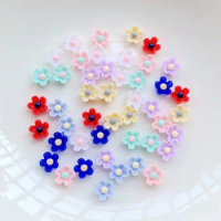 100PCS 6MM Beautiful mini flower resin flat back rhinestone nail art deco scrapbook DIY jewelry accessories materials crafts