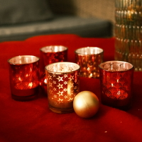 香薰夢幻走馬燈旋轉燭臺圣誕裝飾擺件浪漫燭光蠟燭玻璃杯節日禮物