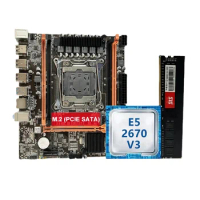 SJS X99 Motherboard X99 Set Kit Xeon E5 2670 V3 Intel Processor 8GB DDR4 RAM 2666MHz Memory LGA 2011-3 M.2 Slot placa mãe