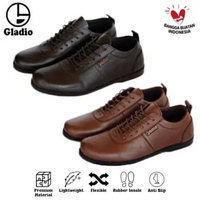 Gladio Klasik Sepatu Pria Kasual Berbahan Kulit Sapi Asli 38 Cokelat