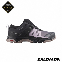 官方直營 Salomon 女 X ULTRA 4 Goretex 低筒登山鞋 鯊魚灰/黑灰/雲灰