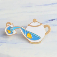Fish Tea Pot Enamel Lapel Pins Badges Metal Brooches for Men Women Kawaii Pins Backpack Wholesale Drop Shipping