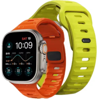 Soft Silicone Strap For Apple Watch Ultra 2 49mm Band 44mm 45mm 40mm 41mm Sport Bracelet Watchband iWatch Serise 9 8 7 6 5 se 4