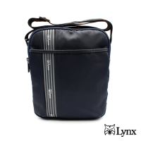 【Lynx】美國山貓簡單條紋多隔層機能防潑水尼龍布包單肩包 側背包 藍色