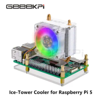 GeeekPi Raspberry Pi 5 Cooler Raspberry Pi 5 ICE-Tower Cooler CPU RGB LED Light Cooling Fan