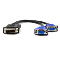 25CM DVI 24+5 DVI-I To Dual VGA Male to Female Monitor Video Splitter Cable 0.25m (Only One Divider Line Can Be Used at A Time)