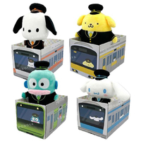 小禮堂 Sanrio 三麗鷗 x JR東日本 絨毛玩偶娃娃 (電車車長系列) 大耳狗 布丁狗