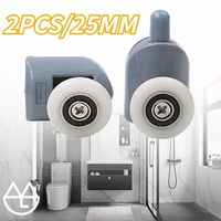 2PCS/25mm Roda Kamar Mandi Kaca Roda Shower Box Jepit Roda Katrol Pengganti Untuk Pintu Shower Down-