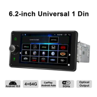 6.2"Central Multimedia 1 Din Autoradio Android 10 Car Radio Stereo Universal GPS Head Unit Tape Recorder Steering Wheel Carplay