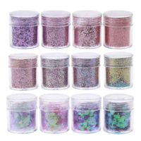 12 Boxes Cosmetic Festival Chunky Sequins Epoxy Resin Pigment Body Face Hair Nair Art Glitters Iridescent Flakes