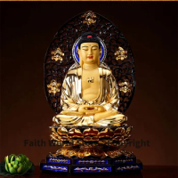 49CM large Buddhist high-grade home patron saint God gold gilding Sakyamuni Amitabha buddha statue TOP efficacious Talisman
