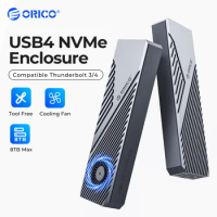 ORICO USB4 40Gbps Enclosure with Cooling Fan 8TB PCIe4.0 NVME Enclosure Aluminum Compatible Thunderbolt 3/4 for mac mini iMac