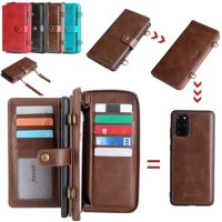 Luxury Leather Zipper Wallet Case Flip Cover For Samsung Galaxy S23 S22 S21 S20+ A32 A51 A12 A13 Note20 Multifunction Phone Bag