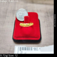 Emas 916,Cincin Rt Vt Crmi Y 0.4cm Design:7204<M0NSS>916CD(M9)-Size: 12