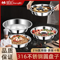 【邊緣光滑不傷手】意大利316不銹鋼圓盤特厚大盤子平底糕盤家用蒸盤圓菜盤商用托盤