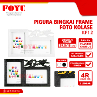 Pigura Bingkai Frame Foto Kolase Multi Photo KF12 Kaca Plastik Putih Kayu