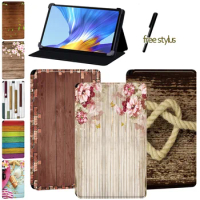 Tablet Case Fit Huawei MatePad 10.4/Huawei Enjoy Tablet 2 10.1/MatePad(Pro 10.8/T8)/Honor V6 Wood Series Protective Cover+stylus