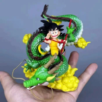 Dragon Ball Anime Figure Green Dragon Little Goku Super Saiyan Childhood Goku Divine Dragon Gk Scene Model Gift Toys