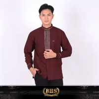 Baju Koko BHS Classic Motif Hamzah Coklat Tua XL/XXL