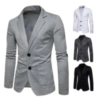Men Blazer Popular Male Long Sleeves Korean Style Two Buttons Suit Jacket for Daily Wear Business Blazer Suit Top