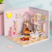 YARD Miniature Doll House Miniature Building Kit Bedroom Rumbox DIY Mini House Miniature Doll House with Furniture