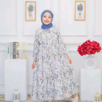 Gamis Anak Queen Motif Series One Set Hijab - Bahan Ceruty Baby Doll BiG .PROMO!!