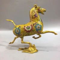 7.8 Inch Chinese Antique Cloisonne Sculpture Horse Gallop