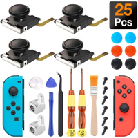 Joycon Joystick Replacement, Switch JoyStick Parts for Nintendo Switch Joy Con, Controller Repair Kit Include 4 Thumb 3D Sticks,2 Metal Buckles,2 Screwdriver,Pry Tools