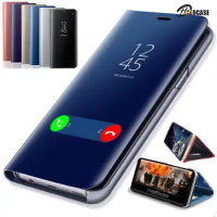 Luxury Smart Mirror Flip Case For Samsung Galaxy S22 S20 S21 Ultra S8 S9 S10 Plus FE Note 8 9 10 20 S10e Lite 5G A53 Cover Coque