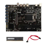 B250C BTC Mining Motherboard+SATA Cable+DDR4 8G 2133Mhz RAM 12XPCIE to USB3.0 GPU Slot LGA1151 Computer Motherboard