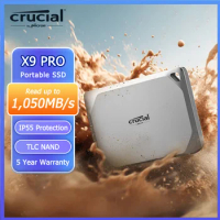 Crucial X9 Pro 1TB 2TB Portable SSD 1050MB/s Read Write - Water and dust Resistant PC and Mac USB 3.2 External Solid State Drive