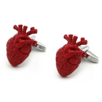 Men's Doctor Cuff Links Copper Material Red Color Bloody Heart