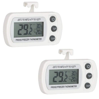 AT35 2Pcs Fridge Thermometer Digital Freezer Thermometer Room Thermometer With Hook LCD Display Read Max Min Function