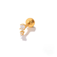 My Juvel 14K Gold Plated 925 Sterling Silver Emmy Flat Back Stud Earrings Anting Anting Accessories