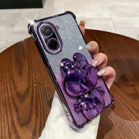 Sarung Telefon, Penyaduran Elektronik Mewah, Pendirian Arnab Comel, Dengan Cermin Solek, Untuk Xiaom