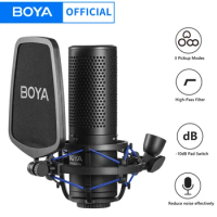 BOYA BY-M1000 PRO Studio Large Diaphragm Microphone Low-cut Filter Cardioid Condenser Microfone for Broadcast Live Vlog Video