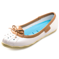美國加州 PONIC&amp;Co. ELLA 防水輕量 娃娃鞋 雨鞋 白色 防水鞋 懶人鞋 休閒鞋 環保膠鞋 平底 真皮滾邊