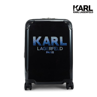 【KARL LAGERFELD 卡爾】360°八輪系統20吋泡泡文字LOGO登機箱行李箱(原廠公司貨)