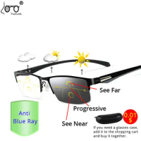 Photochromic Progressive Multifocal reading glasses Anti Blue Light Presbyopic Glasses Men Business Eyeglasses Chameleon Lens